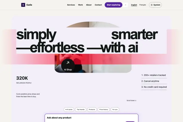 Preview of the Curio theme home page.