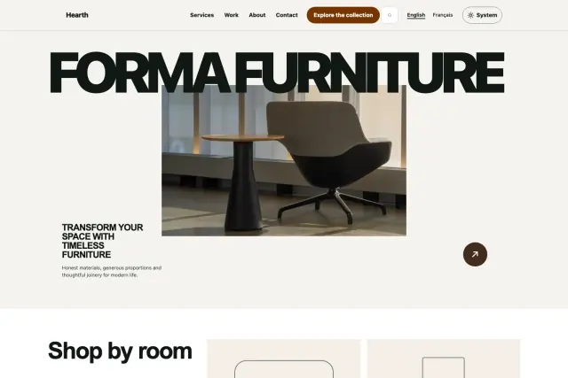 Preview of the Hearth theme home page.