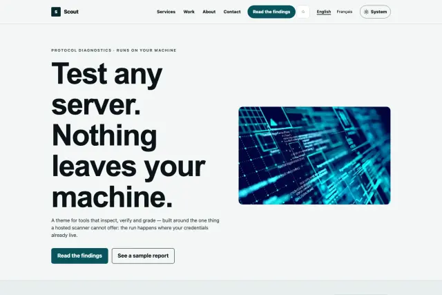 Preview of the Scout theme home page.
