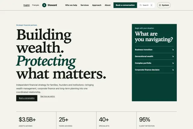Preview of the Steward theme home page.