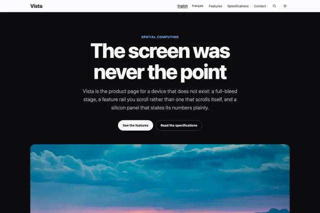 Preview of the Vista theme home page.